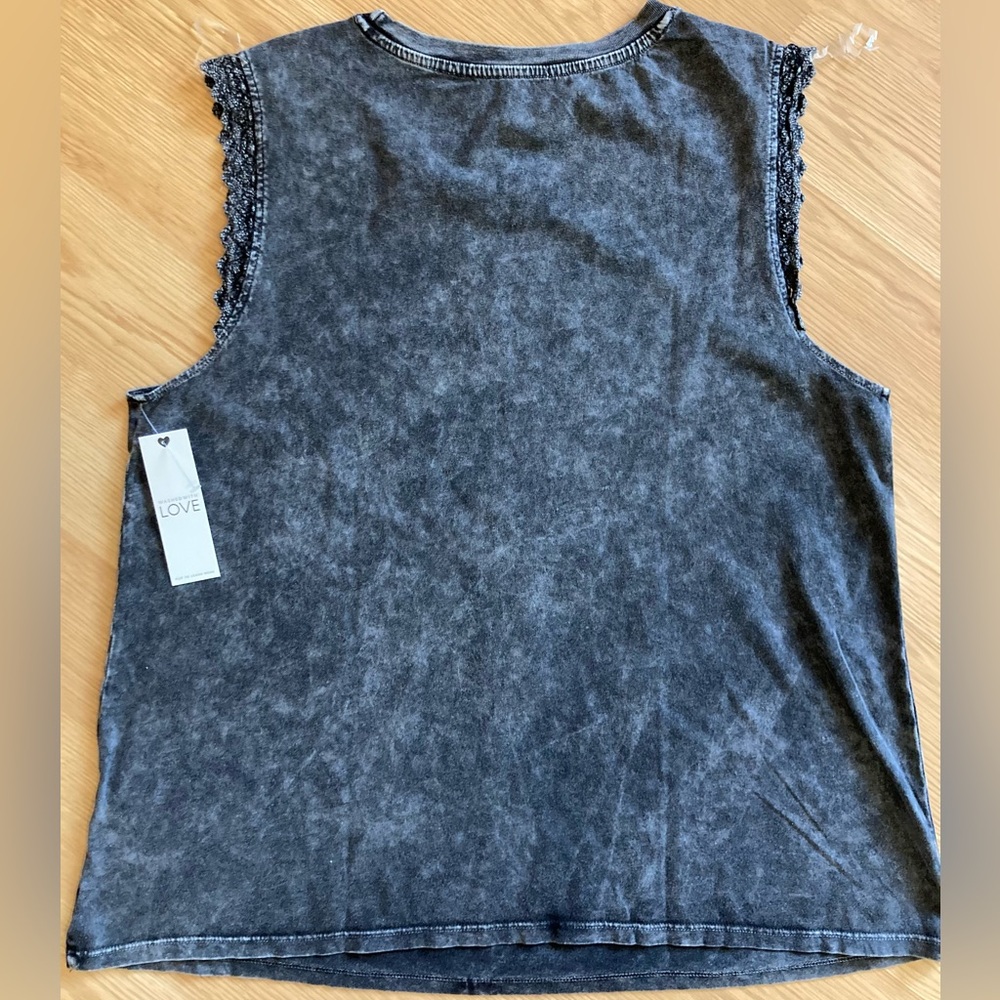 NWT Cowgirls And Dancing Lace Trim Washed Muscle Tank L Large - Picture 6 of 8